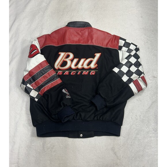 Vtg Dale Earnhardt Jr Bud Racing Reversible Leather Jacket Size XL Jeff Hamilton - Picture 11 of 13